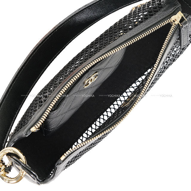 2025SS CHANEL Clutch bag Chain Coco mark Noir (Black) Mesh/Shiny Calf Champagne Gold HW AP4573[BRAND NEW][]