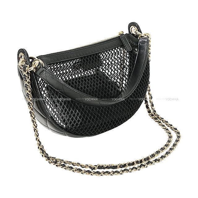 2025SS CHANEL Clutch bag Chain Coco mark Noir (Black) Mesh/Shiny Calf Champagne Gold HW AP4573[BRAND NEW][]