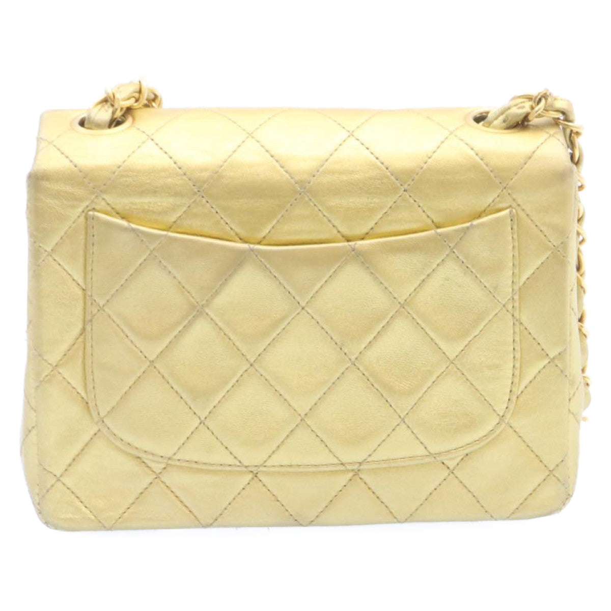 CHANEL Matelasse Chain Flap Shoulder Bag Leather Gold CC Auth 25305A