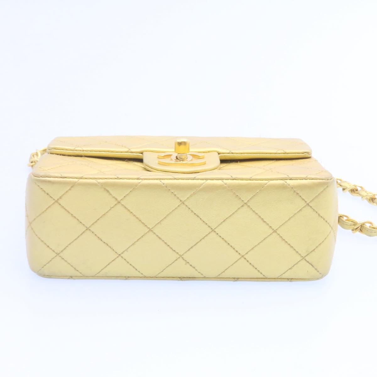 CHANEL Matelasse Chain Flap Shoulder Bag Leather Gold CC Auth 25305A