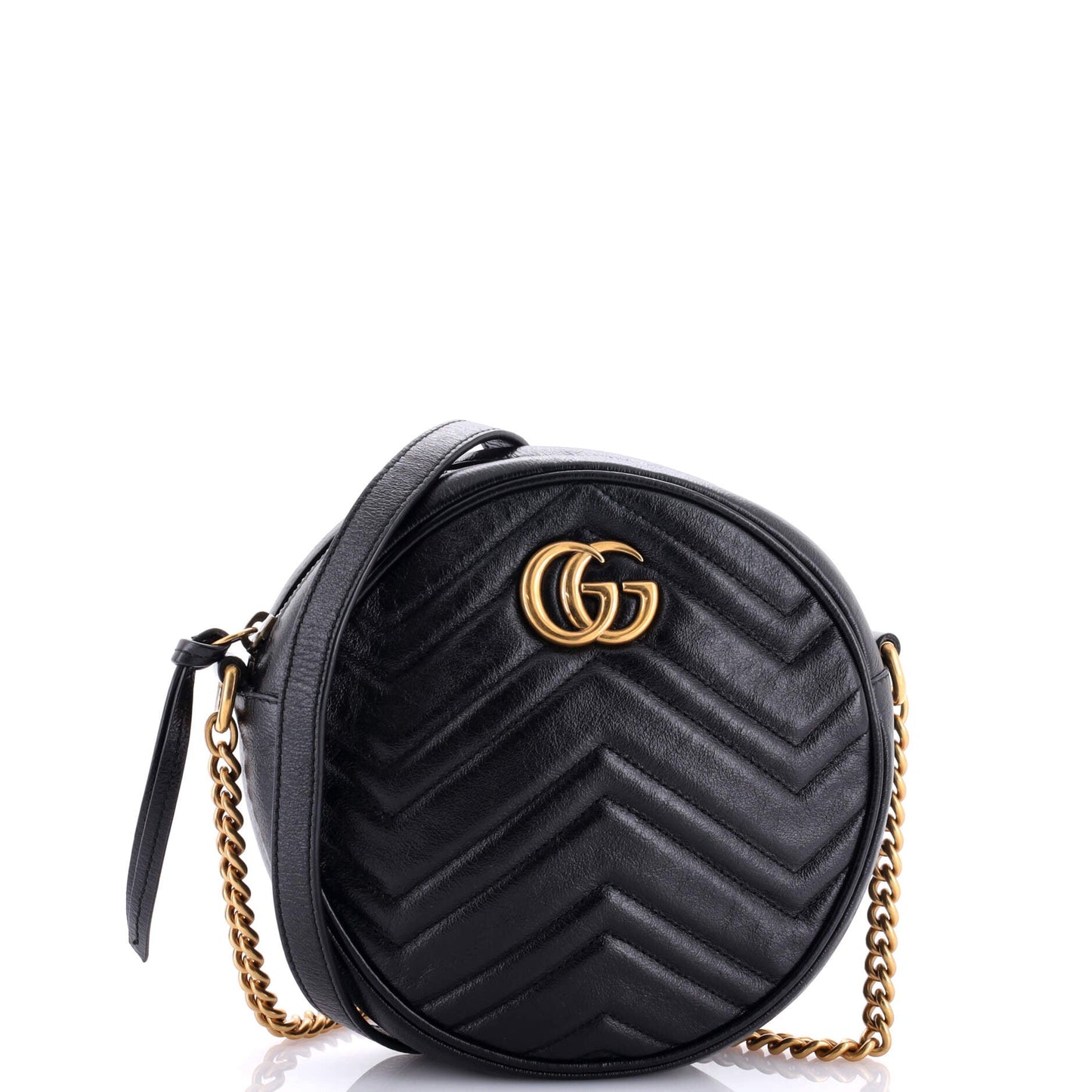 GG Marmont Round Shoulder Bag Matelasse Leather Mini