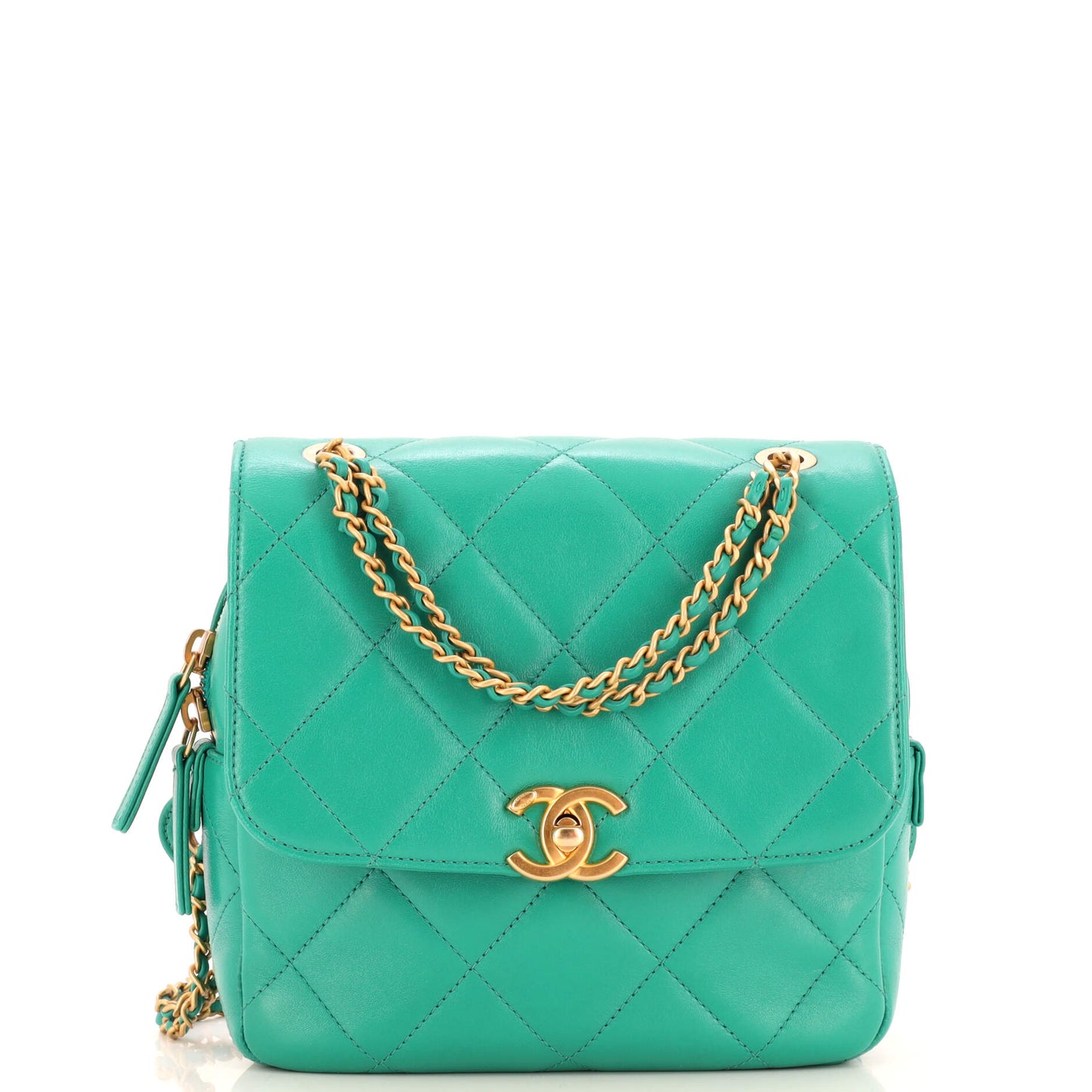 Chain Melody Flap Backpack Quilted Lambskin Small