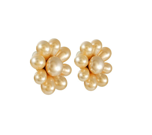 Vintage Chanel bag Faux Pearl Flower Earrings