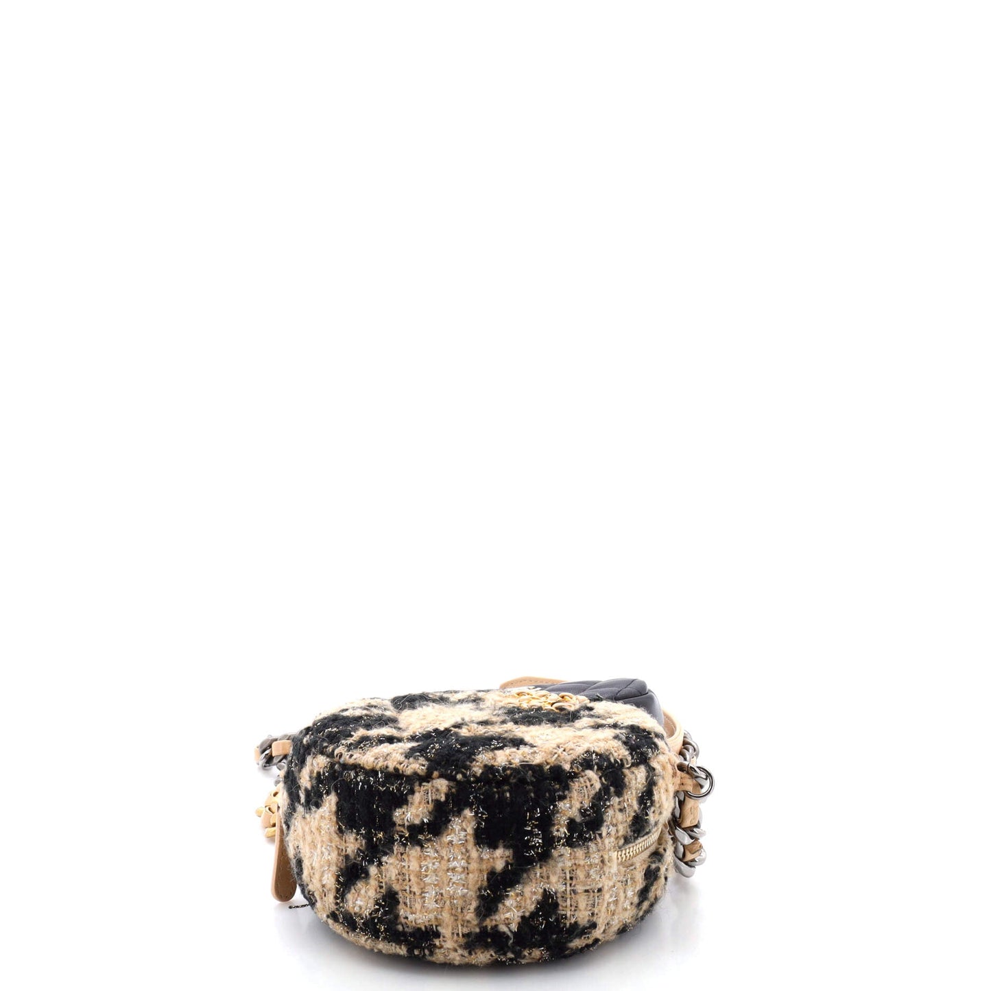 19 Round Clutch with Chain and Coin Purse Quilted Tweed and Lambskin