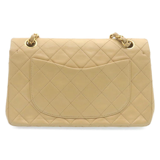 CHANEL Classic Matelasse23 Chain Flap Shoulder Bag Lamb Skin Beige Auth 28468