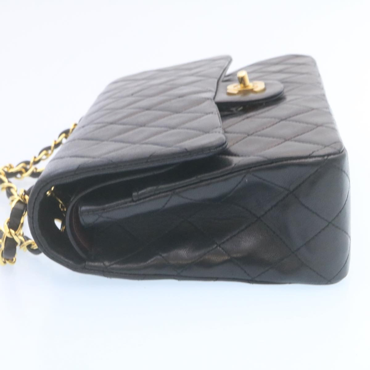 CHANEL Classic Matelasse 25 Chain Flap Shoulder Bag Lamb Skin Black Auth 29001A