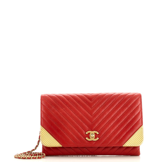 Rock The Corner Flap Clutch on Chain Chevron Calfskin
