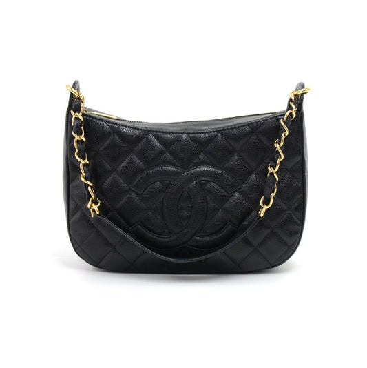 Quilted Caviar Leather CC Logo Shoulder Bag