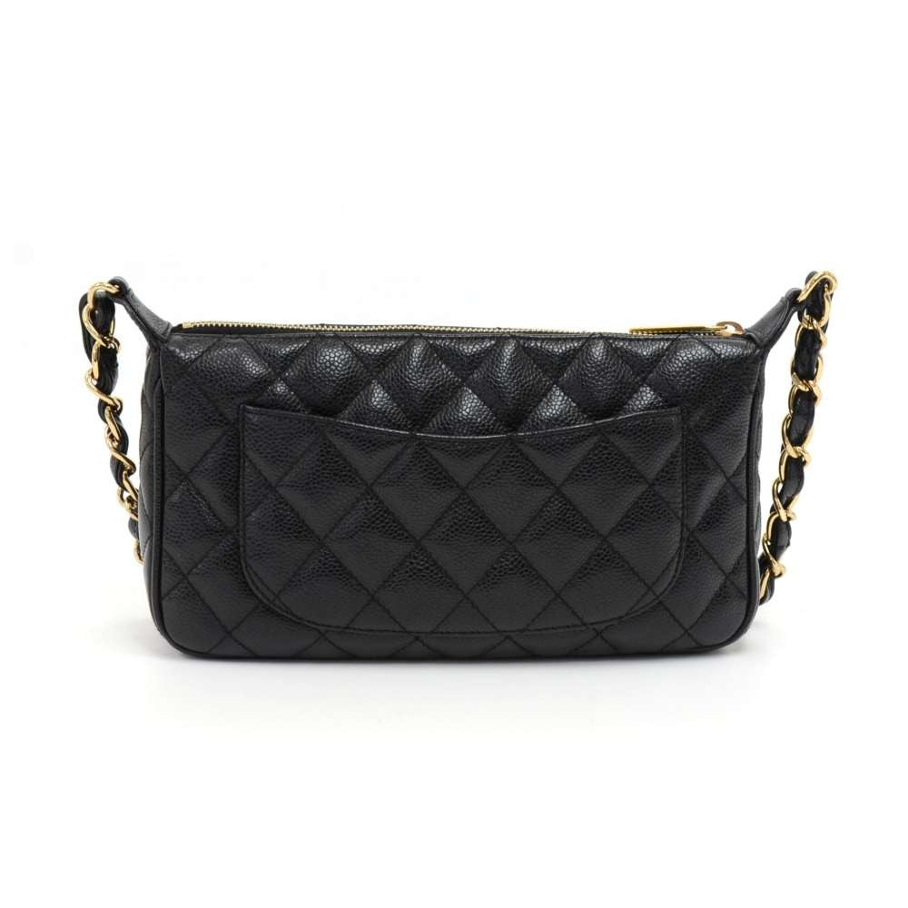 Quilted Caviar Leather CC Logo Shoulder Bag