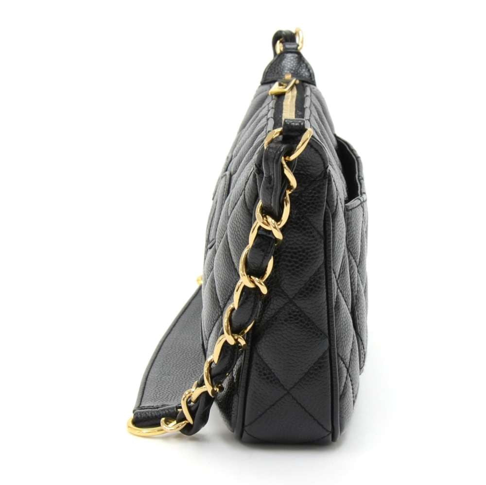 Quilted Caviar Leather CC Logo Shoulder Bag