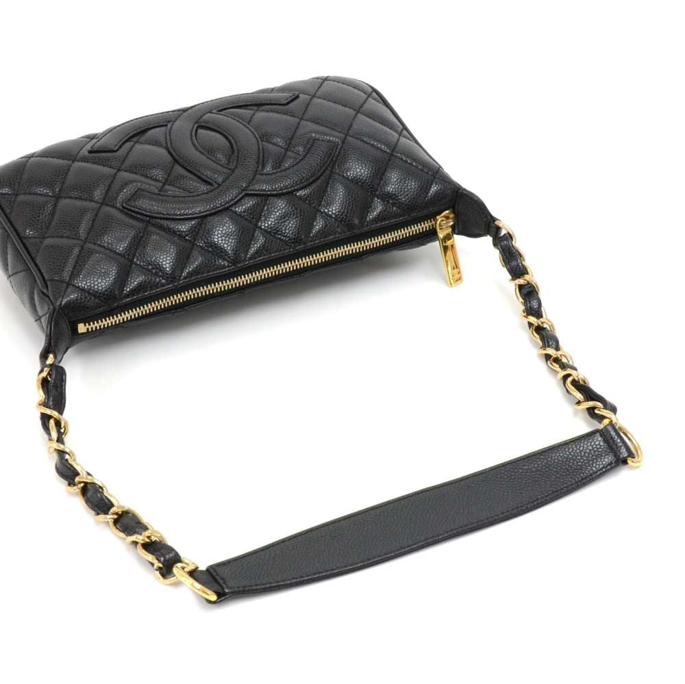 Quilted Caviar Leather CC Logo Shoulder Bag