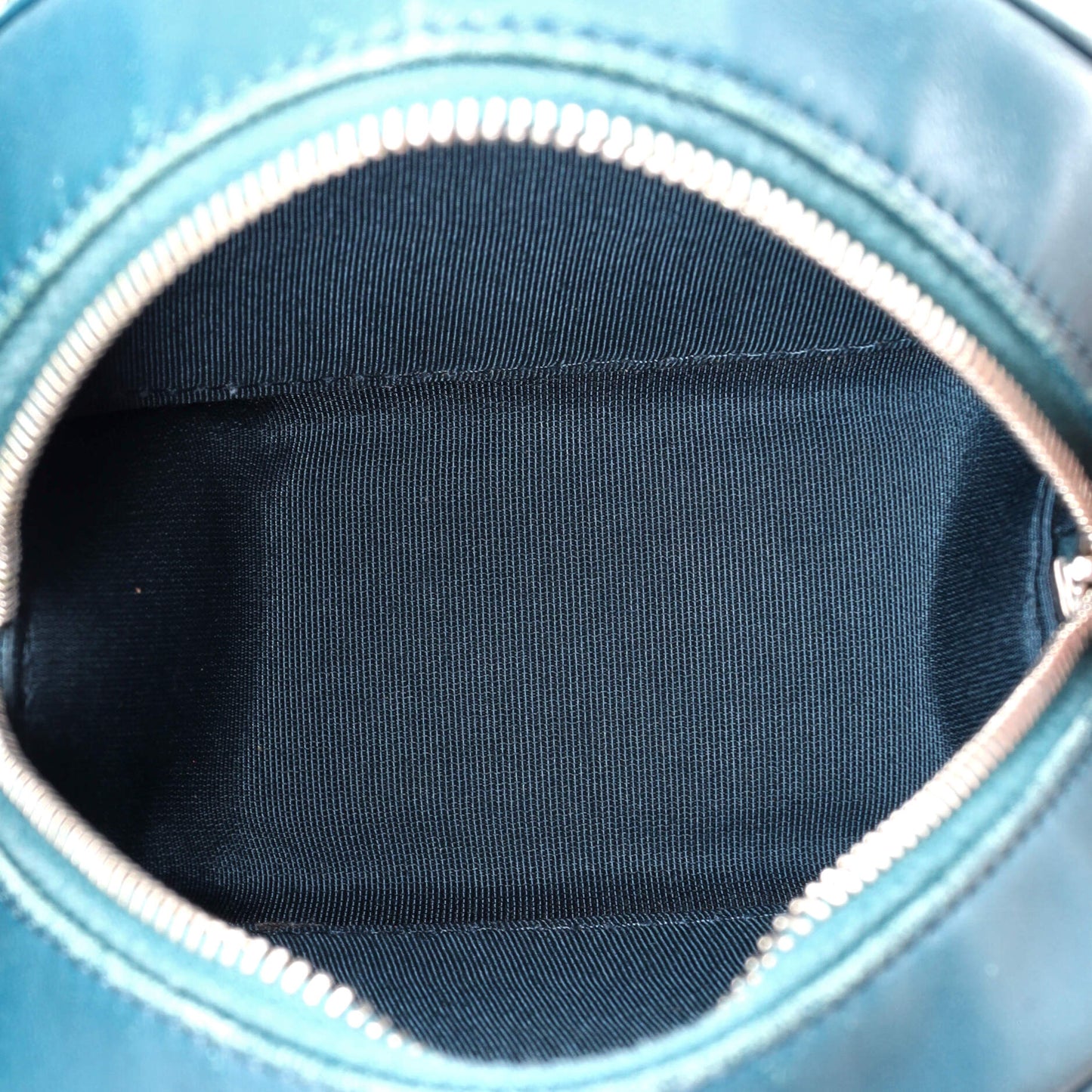 Round Clutch with Chain Quilted Lambskin Mini