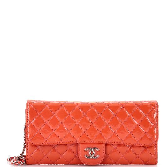 Brilliant Wallet on Chain Clutch Quilted Patent East West
