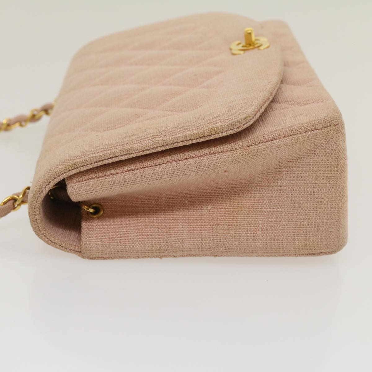 CHANEL Matelasse Turn Lock Chain Diana Shoulder Bag Canvas Pink CC Auth 29889A