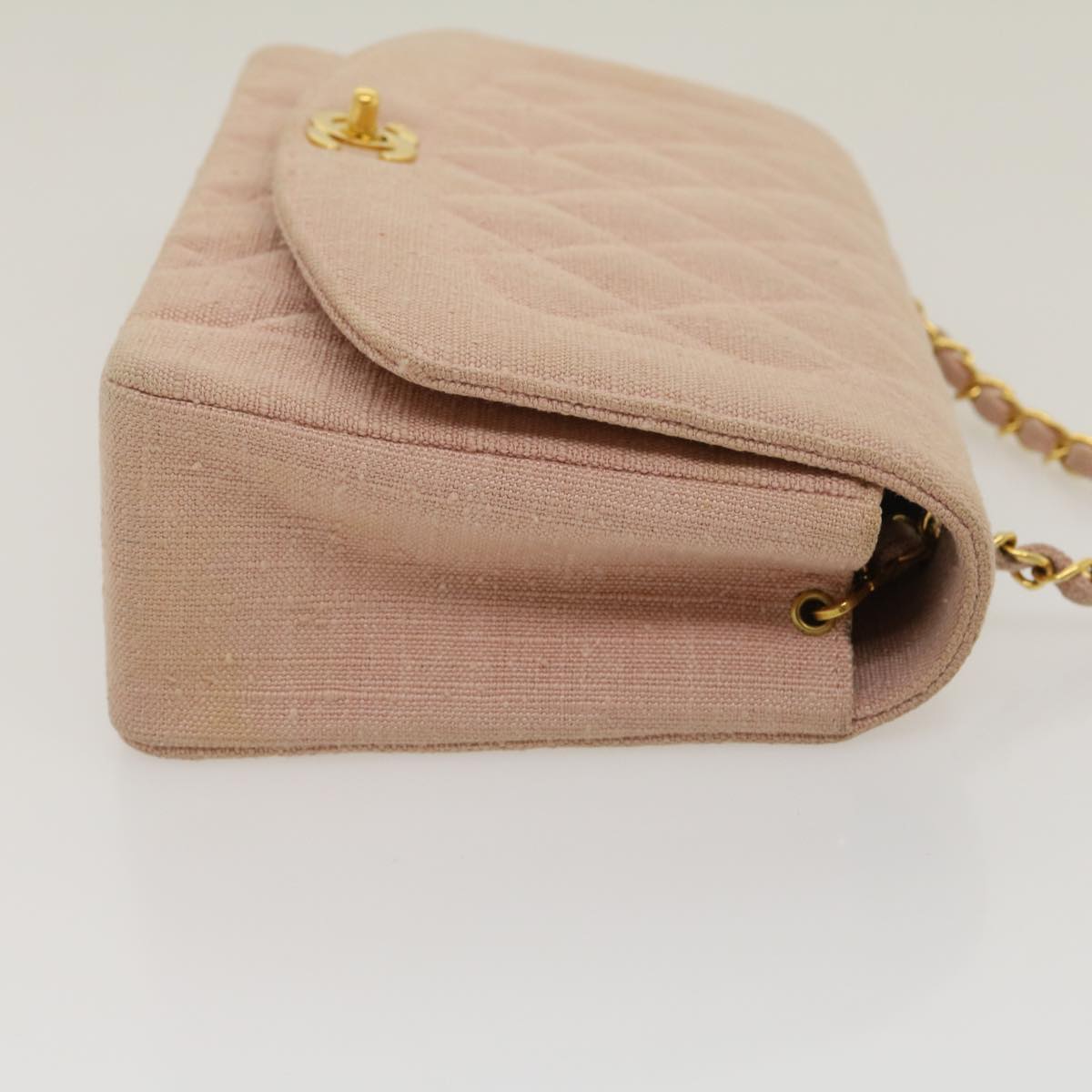 CHANEL Matelasse Turn Lock Chain Diana Shoulder Bag Canvas Pink CC Auth 29889A