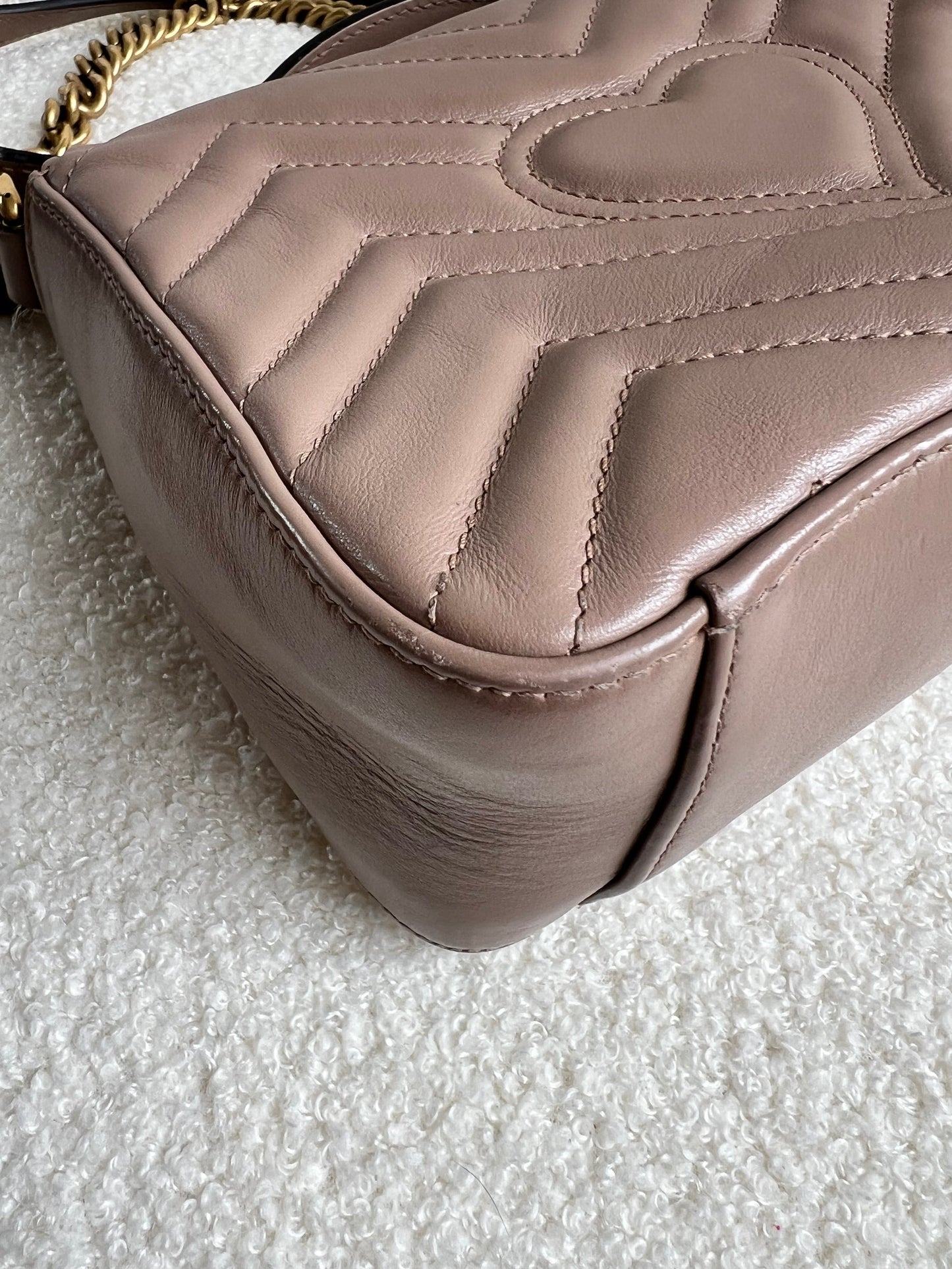 Gucci GG Dusty Pink Marmont Mini Top Handle Bag