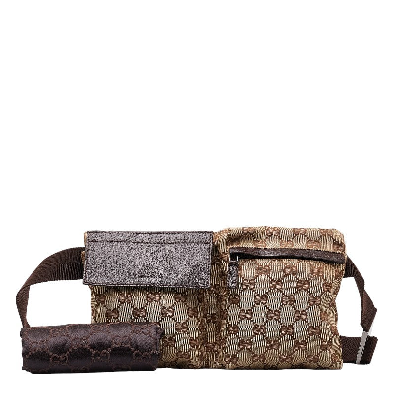 Gucci GG Canvas Body Bag Waist Bag 28566 Beige Brown Canvas Leather  Gucci