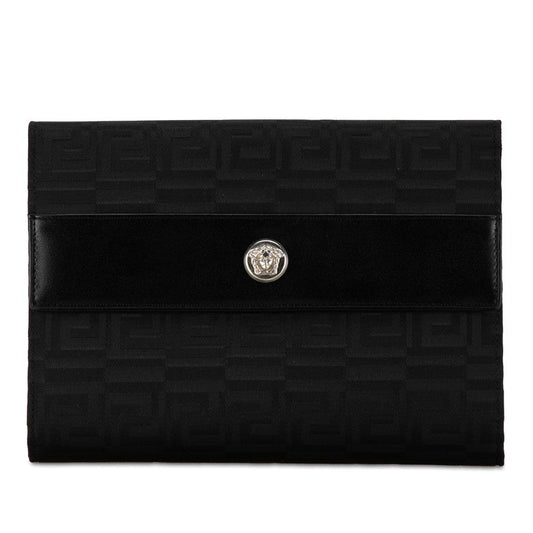 Versace Vintage Meducer Gucca Double Fold Wallet Black Canvas Leather  Versace  Vintage Meducer Gucci