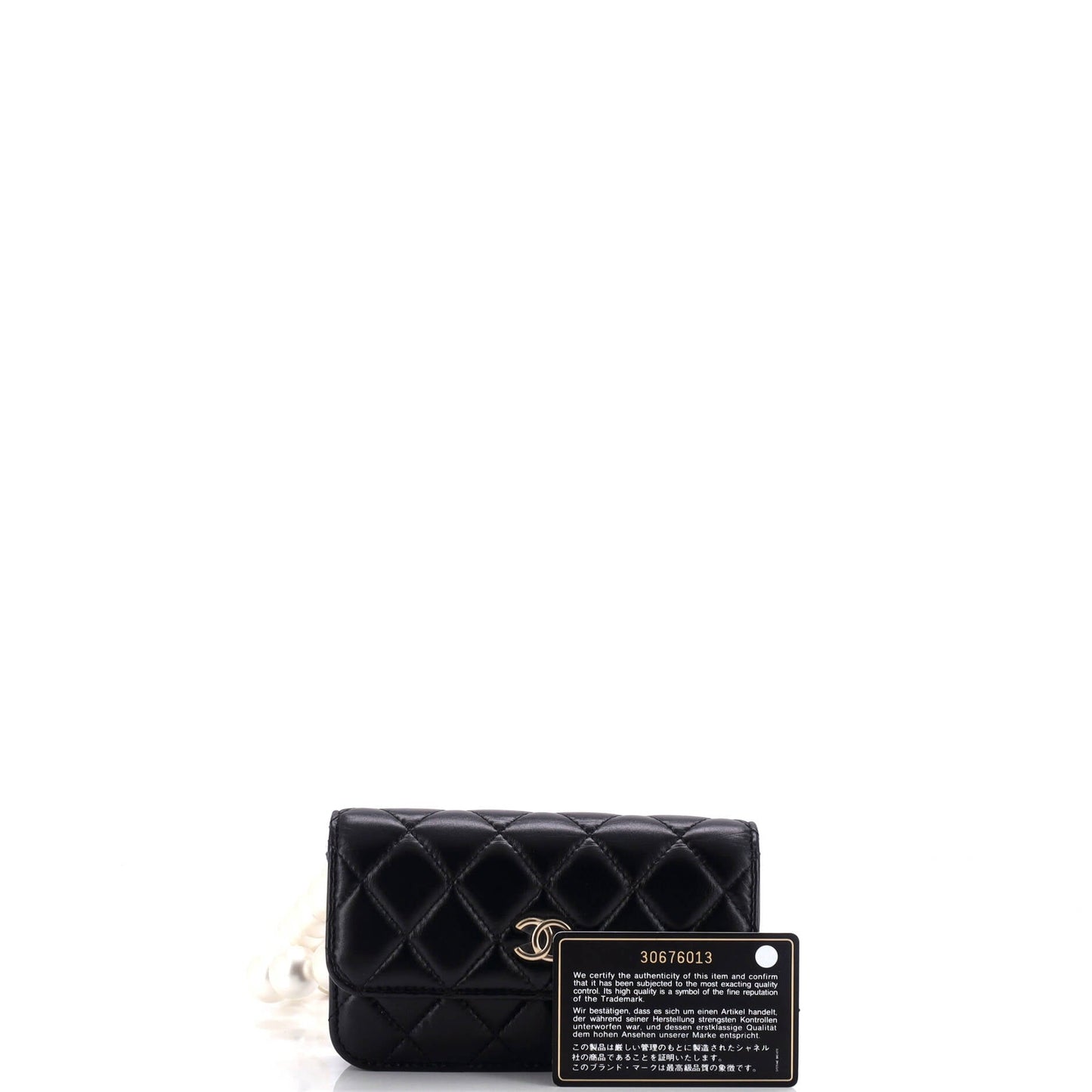 Pearl Strap Clutch with Chain Quilted Calfskin