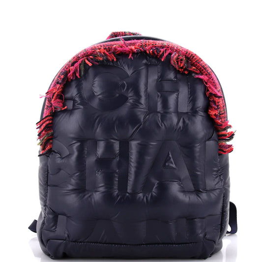 Doudoune Backpack Embossed Nylon with Tweed Medium