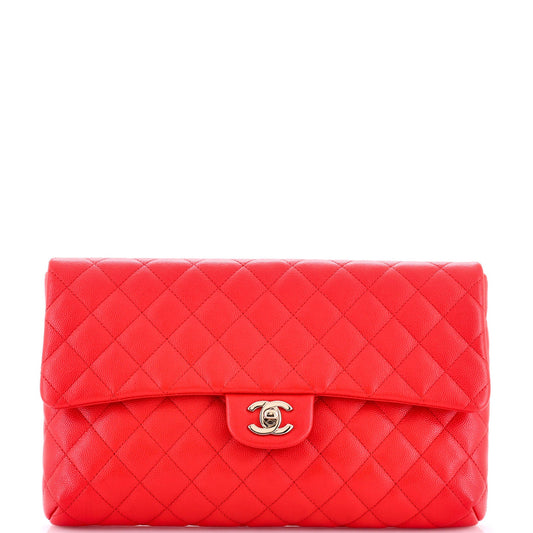 Classic Flap Clutch Quilted Caviar