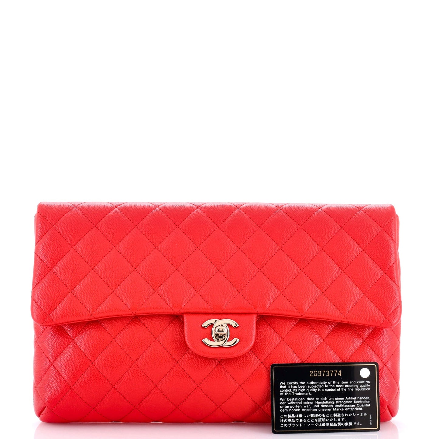 Classic Flap Clutch Quilted Caviar