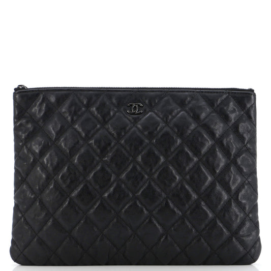 O Case Clutch Quilted Crumpled Calfskin Medium