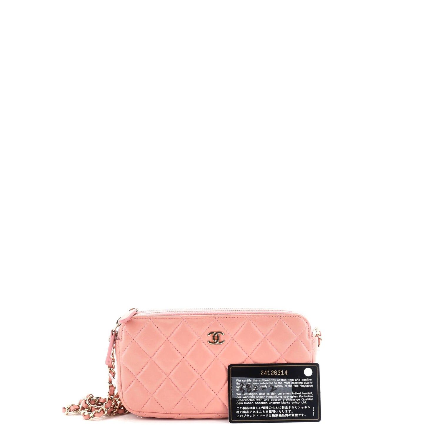 Double Zip Clutch with Chain Quilted Lambskin