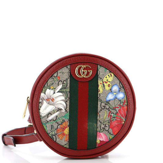 Ophidia Round Backpack Flora GG Coated Canvas Mini