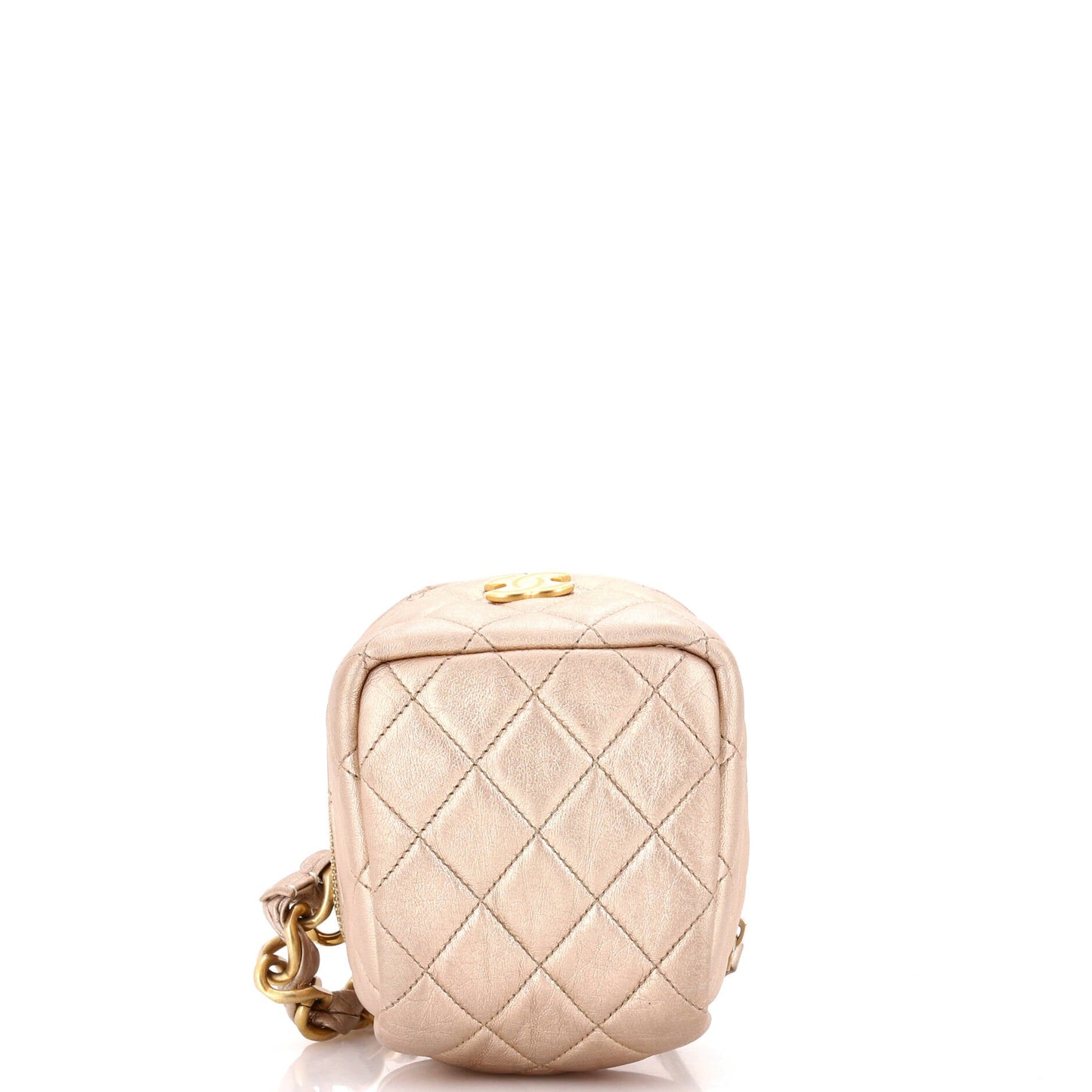 CC Cube Zip Clutch with Chain Handle Quilted Lambskin