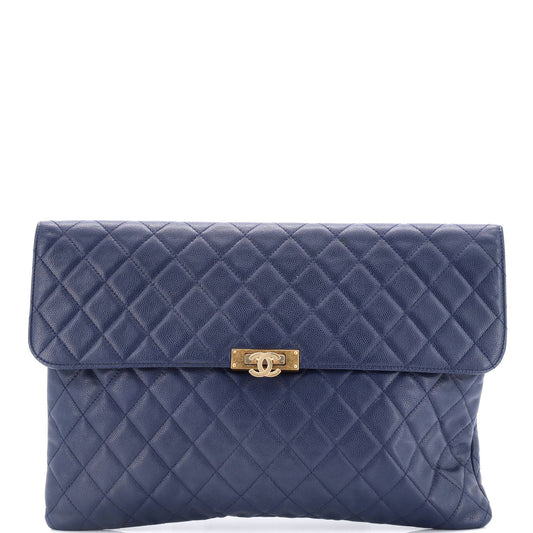 Golden Class O Case Clutch Quilted Caviar Large