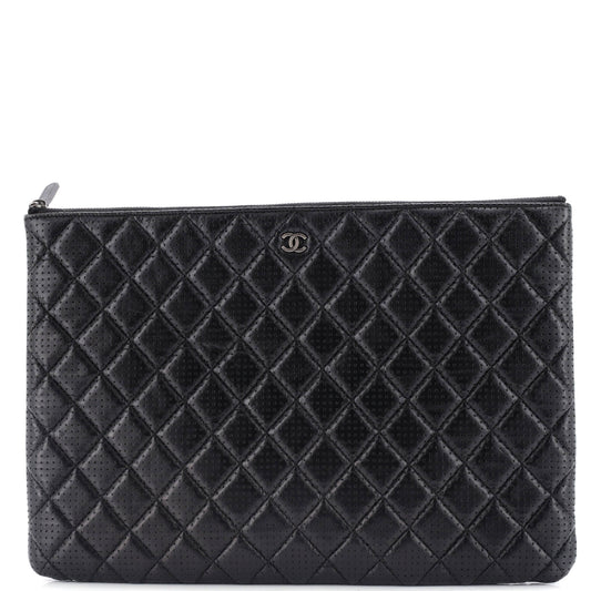 O Case Clutch Quilted Perforated Lambskin Large