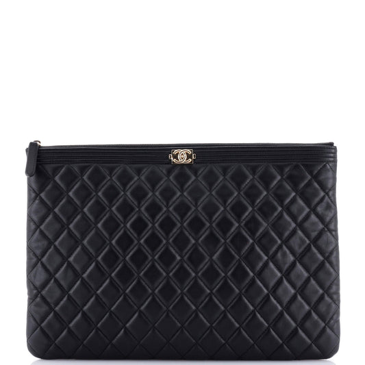 Boy O Case Clutch Quilted Lambskin Large