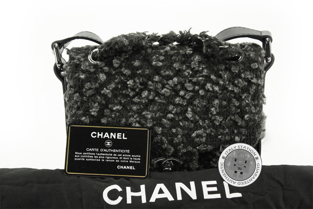 Chanel A65099 Tweed CC Flap Black Fabric Shoulder Bags Shw