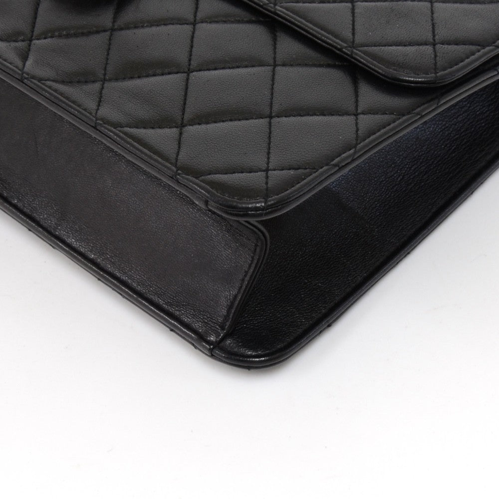 Tall Single Flap Quilted Lambskin Leather Shoulder Bag