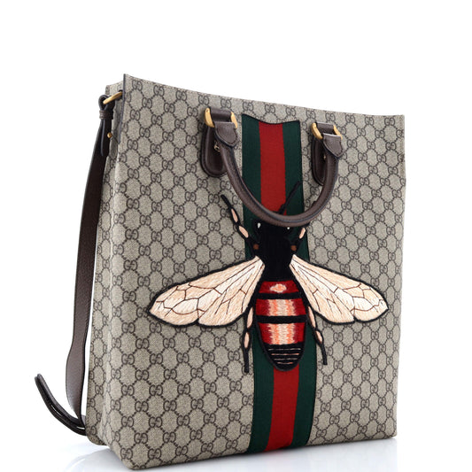 Animalier Bee Web Vertical Tote GG Coated Canvas Medium