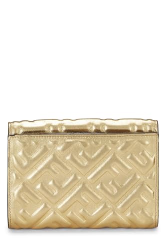 Fendi,  Gold Zucca Embossed Compact Wallet, Gold