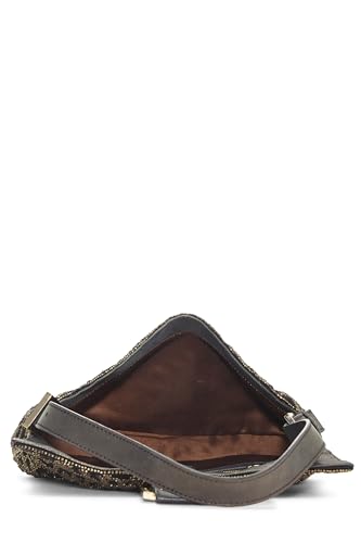 Fendi,  Gold & Brown Embellished Beaded Baguette, Brown