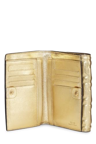 Fendi,  Gold Zucca Embossed Compact Wallet, Gold