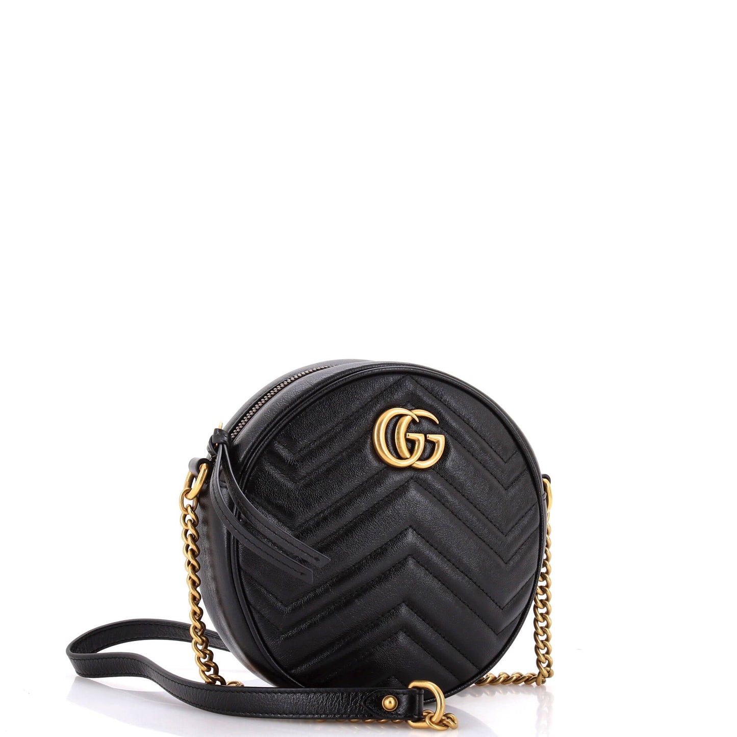 GG Marmont Round Shoulder Bag Matelasse Leather Mini