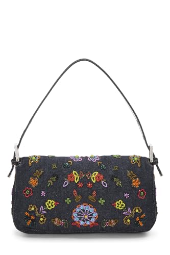 Fendi,  Navy Denim Embellished Baguette, Navy