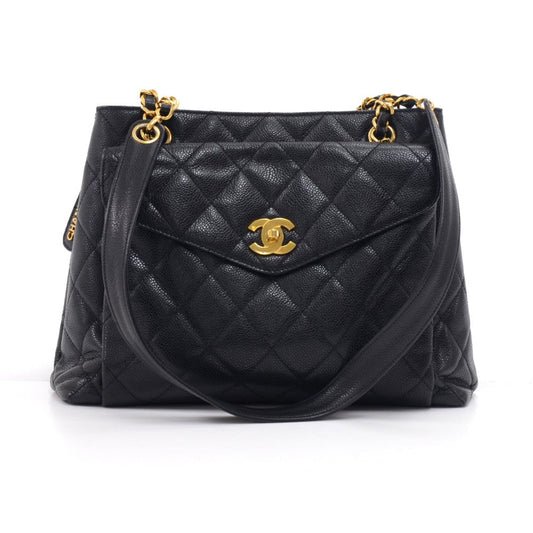 Caviar Leather Front Envelope Pocket Shoulder Bag