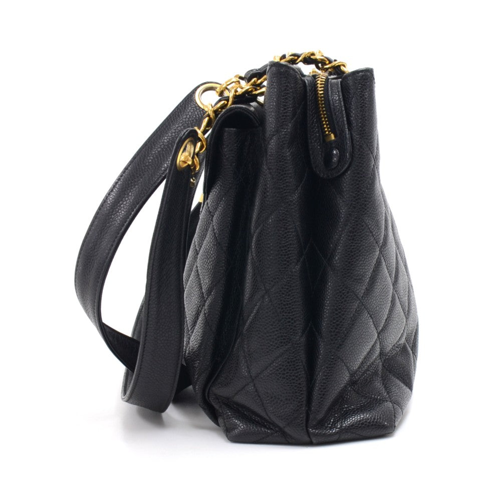 Caviar Leather Front Envelope Pocket Shoulder Bag