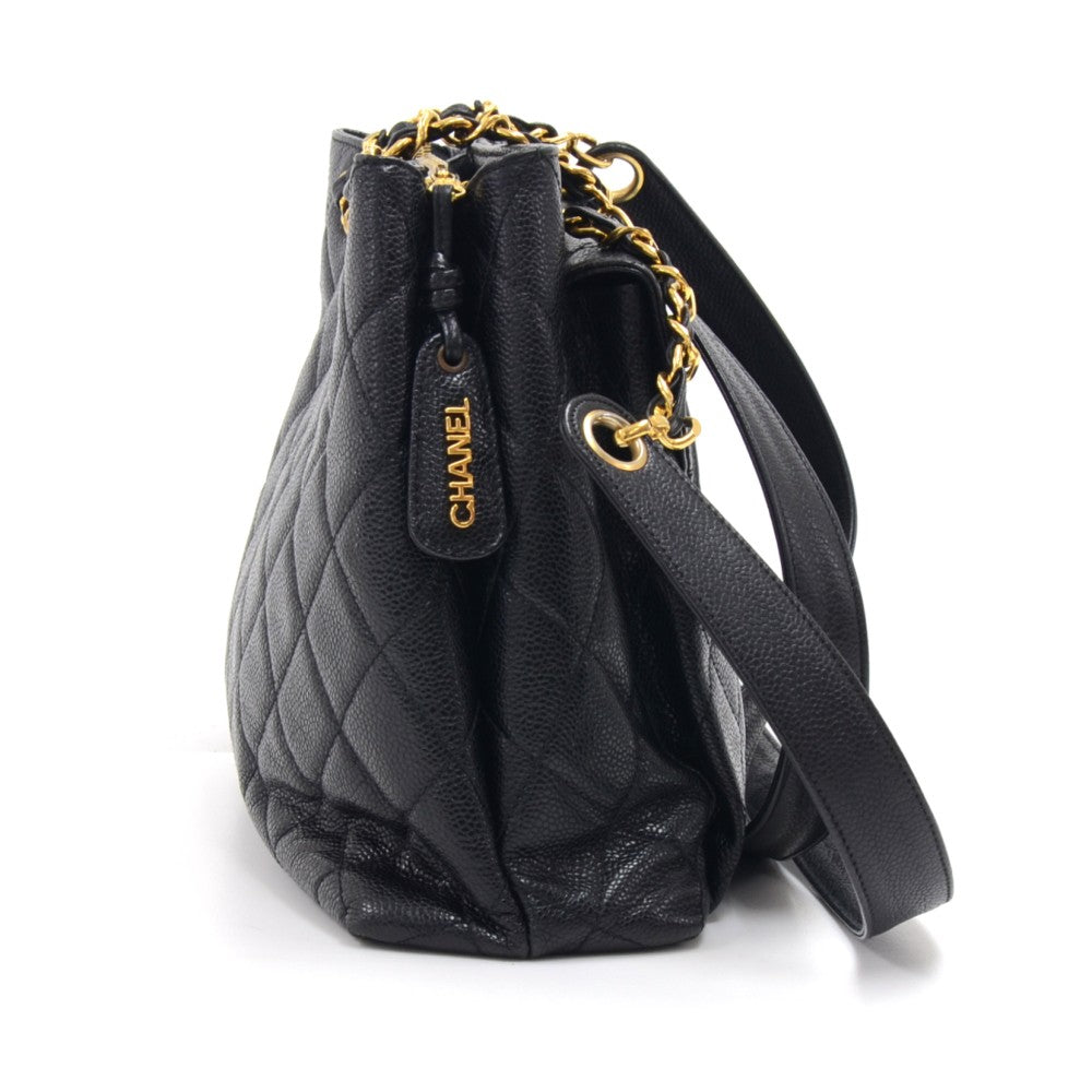 Caviar Leather Front Envelope Pocket Shoulder Bag