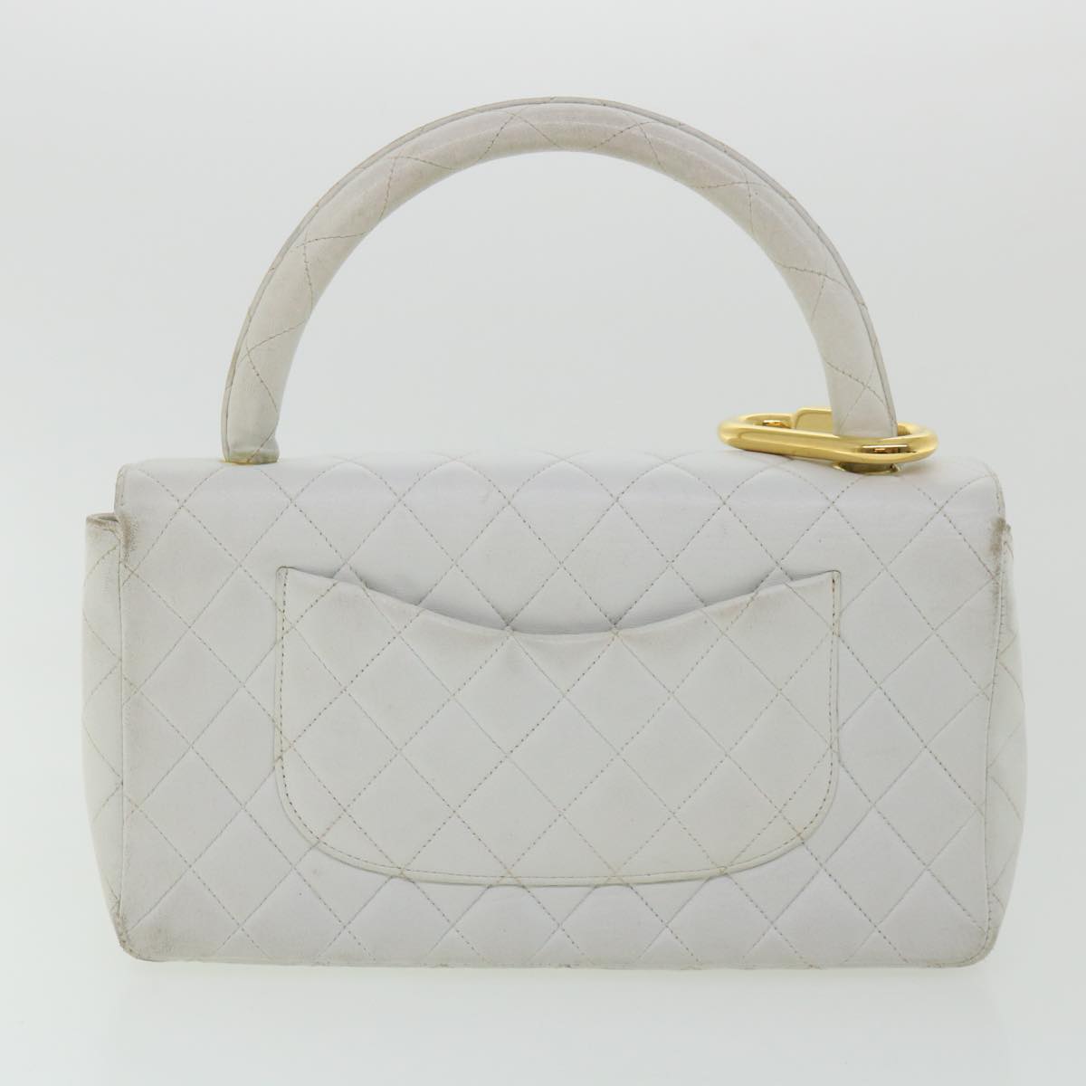 CHANEL Matelasse Pair Shoulder Bag Lamb Skin White CC Auth 32416A