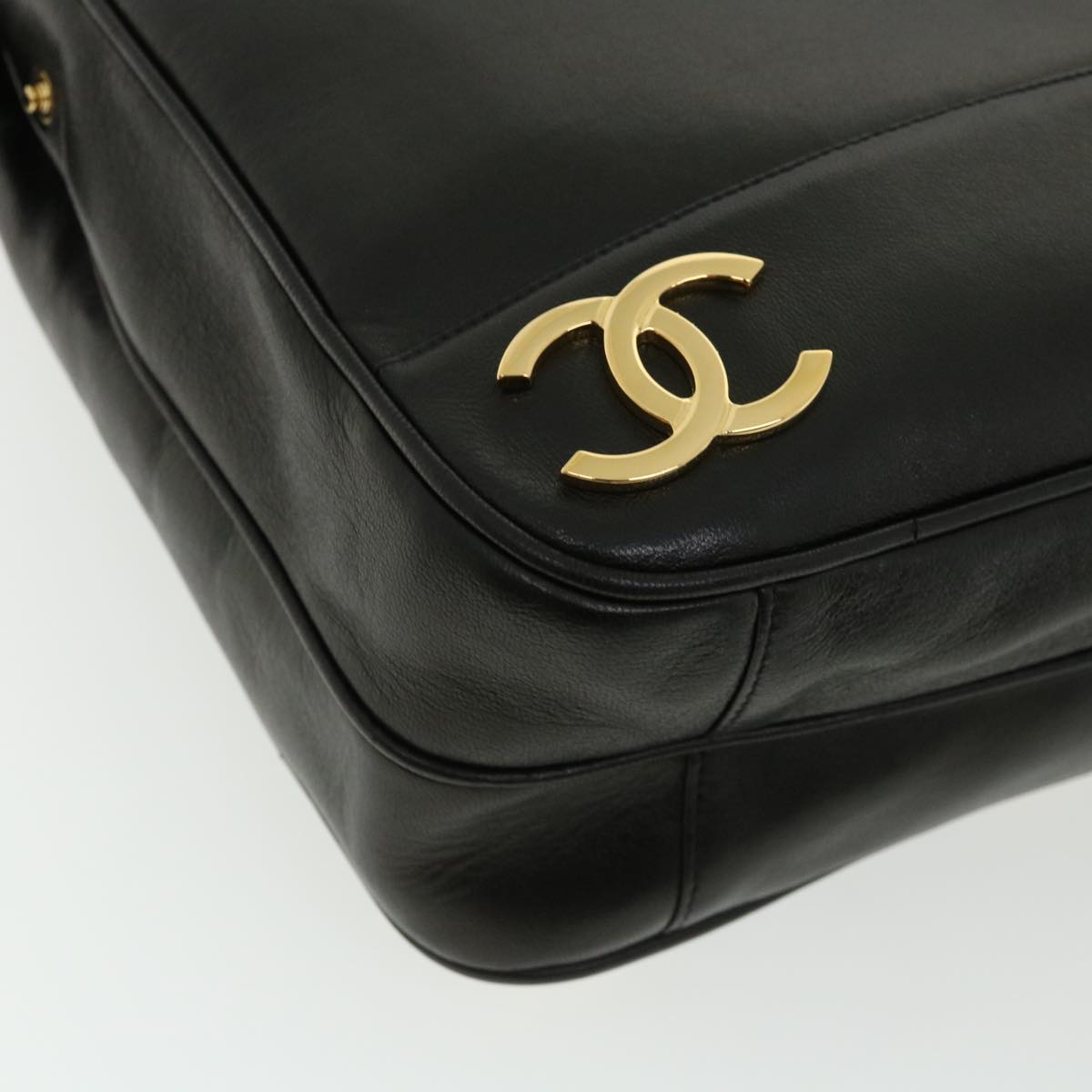 CHANEL Chain Shoulder Bag Lamb Skin Black CC Auth 32454A