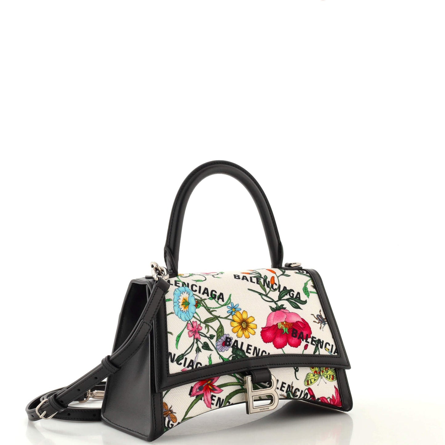 x Balenciaga The Hacker Project Hourglass Top Handle Bag Flora Canvas Small