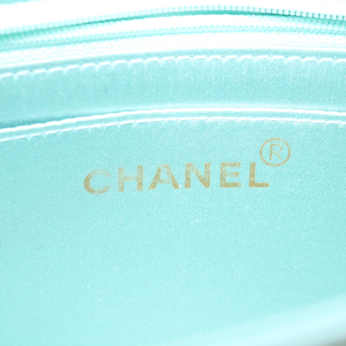 CHANEL Diana Matelasse Shoulder Bag Satin Light Blue CC Auth 33325A