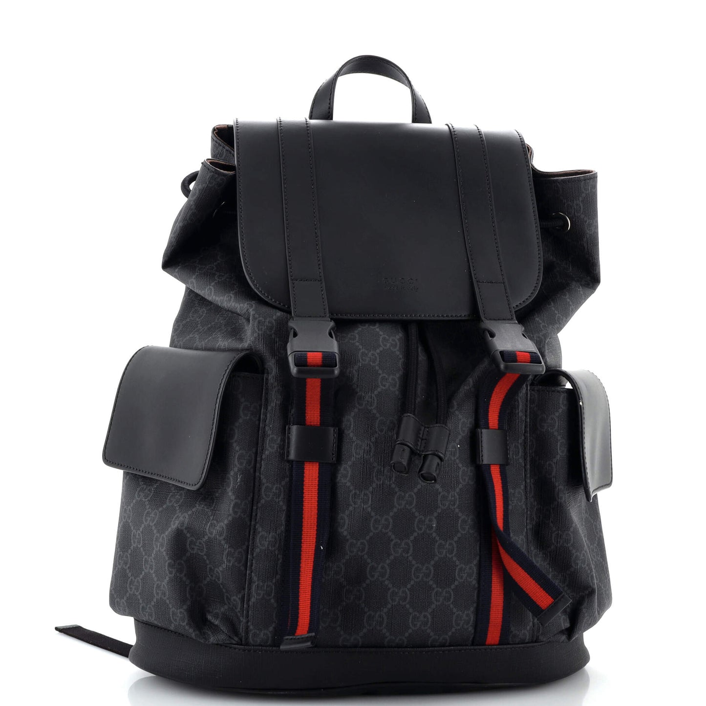 Double Pocket Buckle Backpack GG Coated Canvas Large