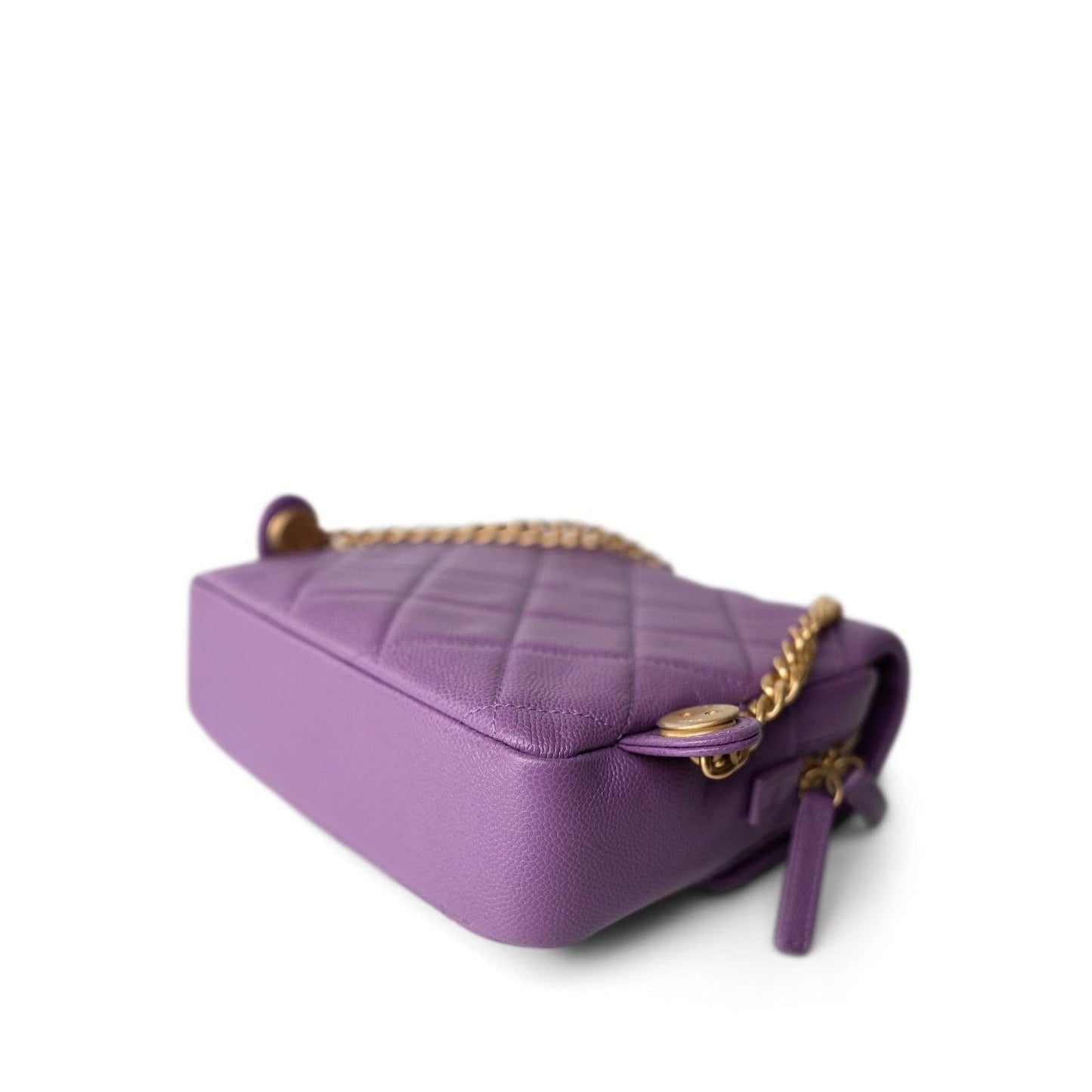 22P Purple Caviar Quilted Melody Chain BackPack w/ Aged Gold Hardware